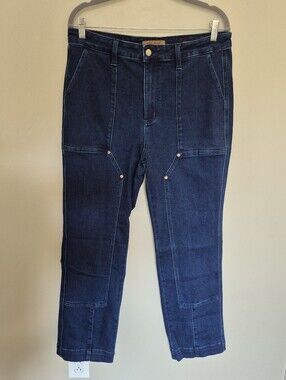 Judy Blue Dark Indigo Straight-Leg Utility Jeans